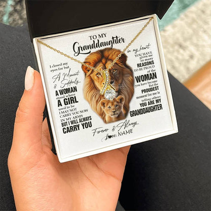 Personalized To My Granddaughter Lion Necklace From Papa Grandpa I Closed My Eyes Great Granddaughter Birthday Gifts Christmas Customized Gift Box Message Card