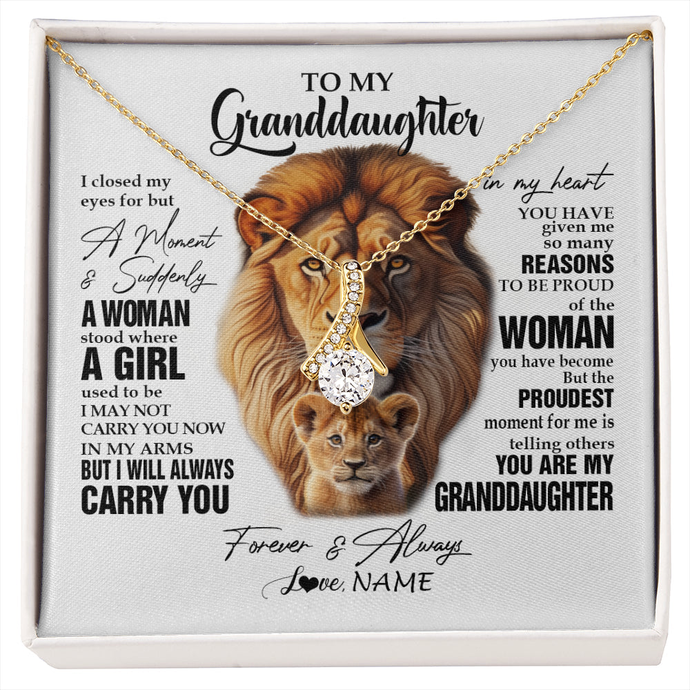 Personalized To My Granddaughter Lion Necklace From Papa Grandpa I Closed My Eyes Great Granddaughter Birthday Gifts Christmas Customized Gift Box Message Card