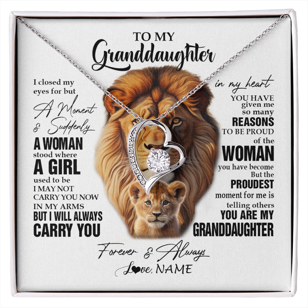 Personalized To My Granddaughter Lion Necklace From Papa Grandpa I Closed My Eyes Great Granddaughter Birthday Gifts Christmas Customized Gift Box Message Card