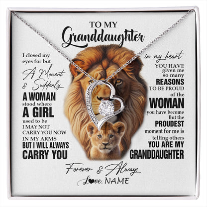 Personalized To My Granddaughter Lion Necklace From Papa Grandpa I Closed My Eyes Great Granddaughter Birthday Gifts Christmas Customized Gift Box Message Card