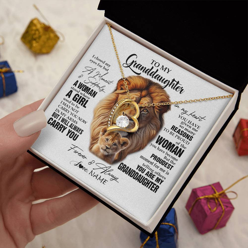Personalized To My Granddaughter Lion Necklace From Papa Grandpa I Closed My Eyes Great Granddaughter Birthday Gifts Christmas Customized Gift Box Message Card