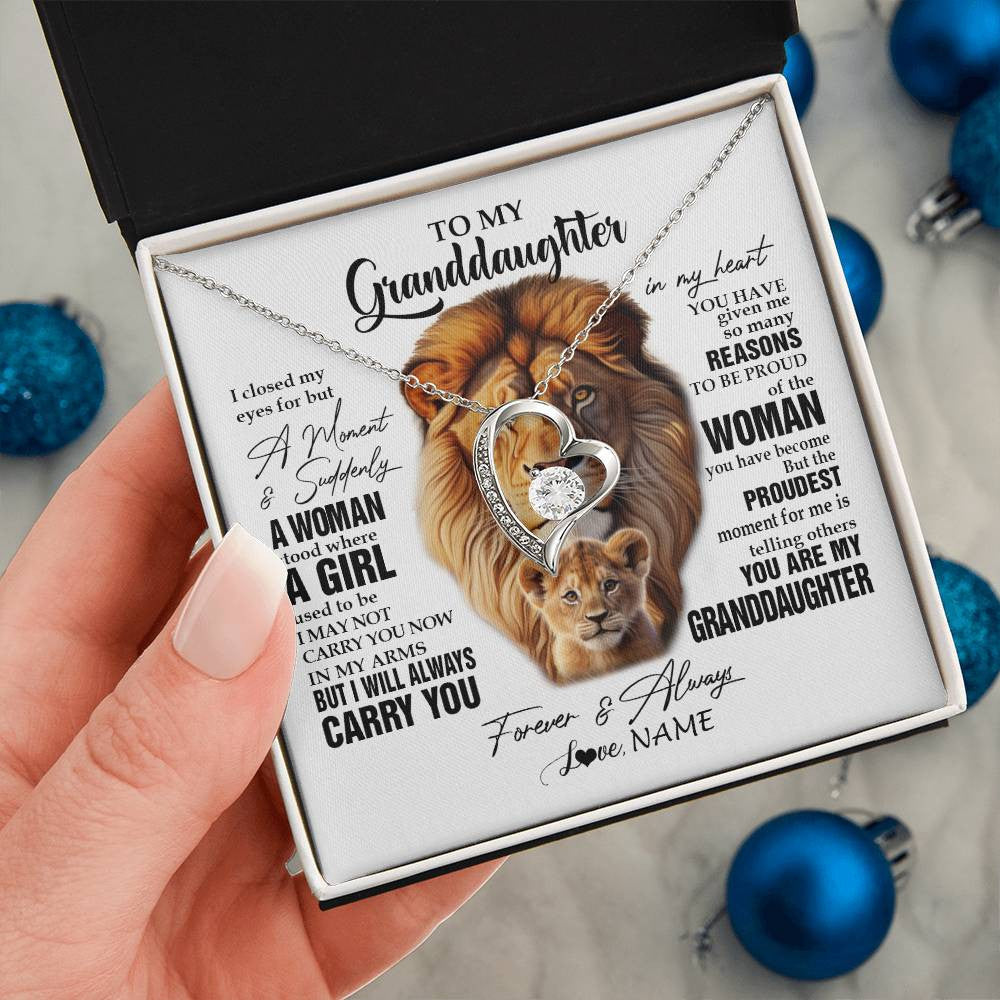 Personalized To My Granddaughter Lion Necklace From Papa Grandpa I Closed My Eyes Great Granddaughter Birthday Gifts Christmas Customized Gift Box Message Card