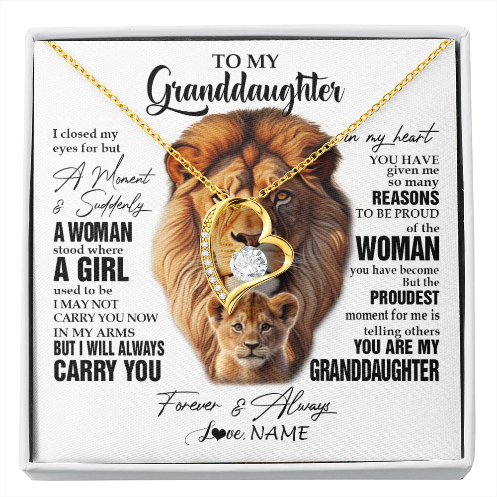 Personalized To My Granddaughter Lion Necklace From Papa Grandpa I Closed My Eyes Great Granddaughter Birthday Gifts Christmas Customized Gift Box Message Card