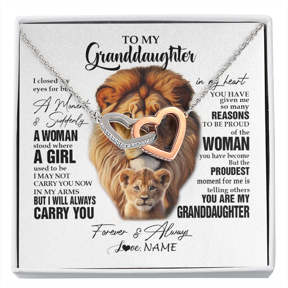 Personalized To My Granddaughter Lion Necklace From Papa Grandpa I Closed My Eyes Great Granddaughter Birthday Gifts Christmas Customized Gift Box Message Card