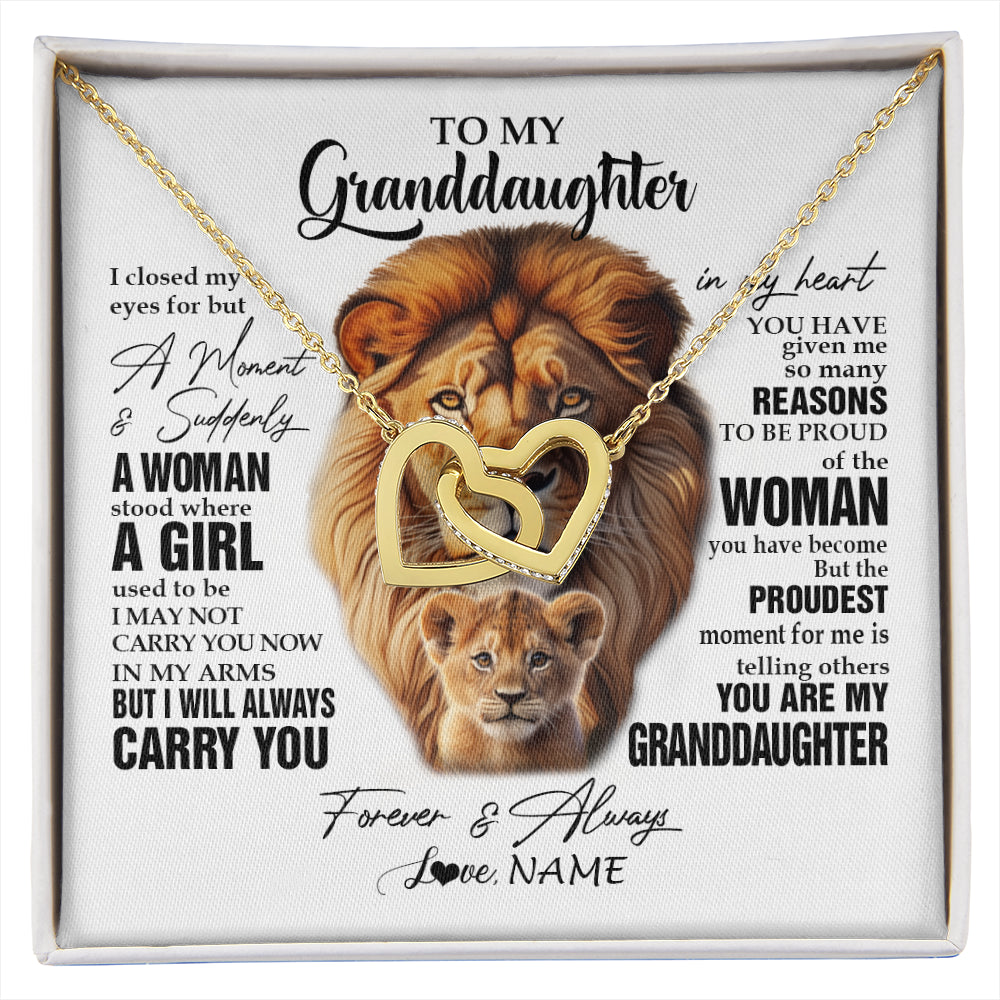 Personalized To My Granddaughter Lion Necklace From Papa Grandpa I Closed My Eyes Great Granddaughter Birthday Gifts Christmas Customized Gift Box Message Card