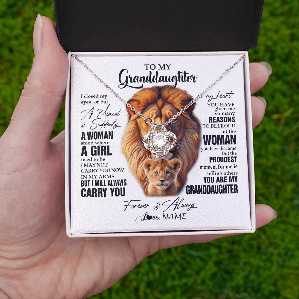 Personalized To My Granddaughter Lion Necklace From Papa Grandpa I Closed My Eyes Great Granddaughter Birthday Gifts Christmas Customized Gift Box Message Card