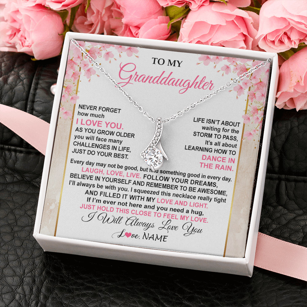 Personalized To My Granddaughter Necklace From Grandma Grandpa Inspirational I Love You Granddaughter Birthday Graduation Customized Gift Box Message Card
