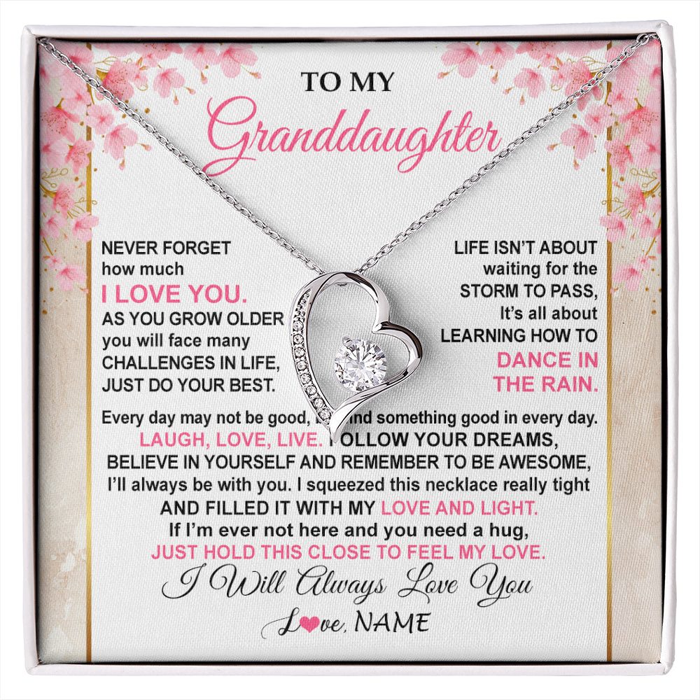 Personalized To My Granddaughter Necklace From Grandma Grandpa Inspirational I Love You Granddaughter Birthday Graduation Customized Gift Box Message Card