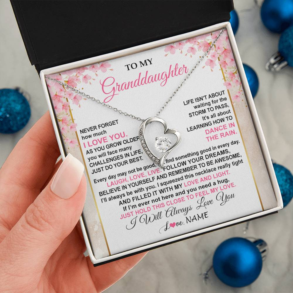 Personalized To My Granddaughter Necklace From Grandma Grandpa Inspirational I Love You Granddaughter Birthday Graduation Customized Gift Box Message Card