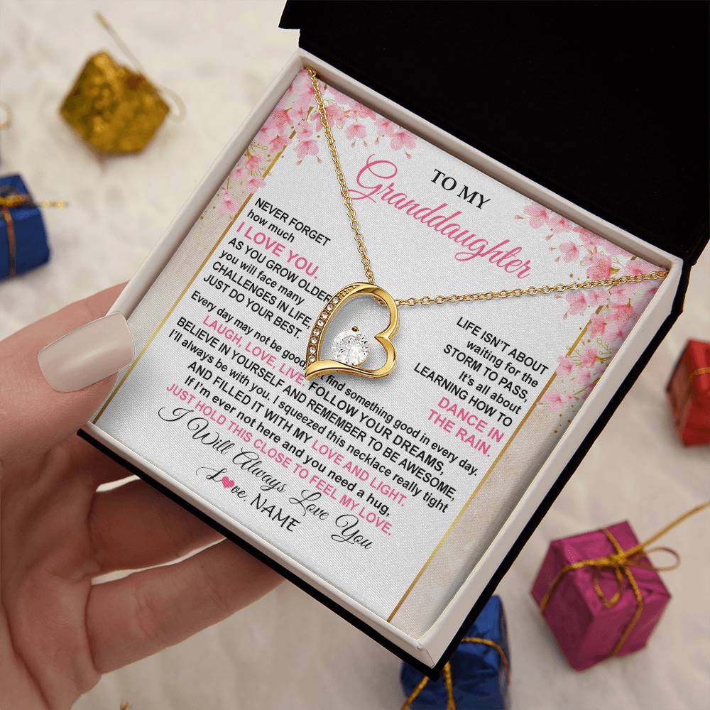 Personalized To My Granddaughter Necklace From Grandma Grandpa Inspirational I Love You Granddaughter Birthday Graduation Customized Gift Box Message Card