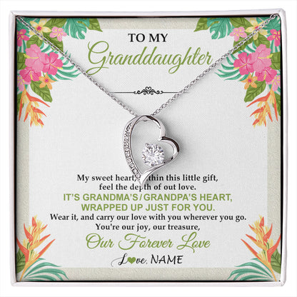 Personalized To My Granddaughter Necklace From Grandma Grandpa My Sweet Heart Birthday Gift For Granddaughter Christmas Customized Gift Box Message Card
