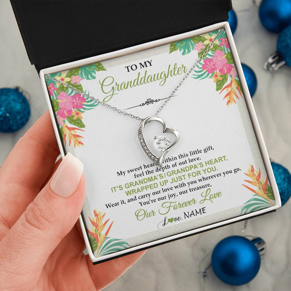 Personalized To My Granddaughter Necklace From Grandma Grandpa My Sweet Heart Birthday Gift For Granddaughter Christmas Customized Gift Box Message Card