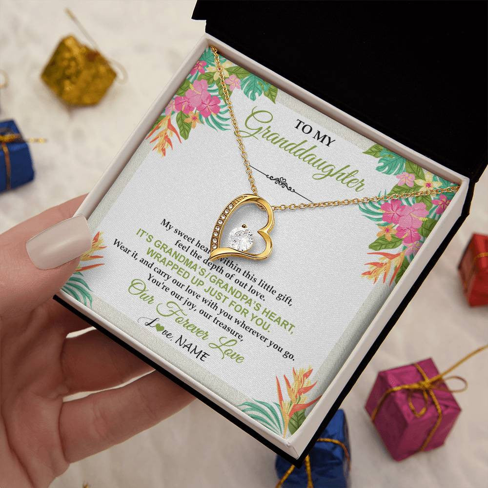 Personalized To My Granddaughter Necklace From Grandma Grandpa My Sweet Heart Birthday Gift For Granddaughter Christmas Customized Gift Box Message Card