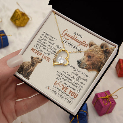 Personalized To My Granddaughter Necklace From Grandma Grandpa You Will Never Lose Bear Granddaughter Birthday Gifts Christmas Custom Gift Box Message Card