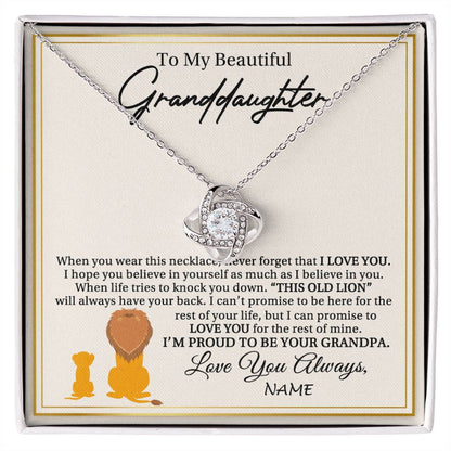 Personalized To My Granddaughter Necklace From Grandpa I'M Proud To Be Your Grandpa Lion Granddaughter Birthday Christmas Customized Gift Box Message Card