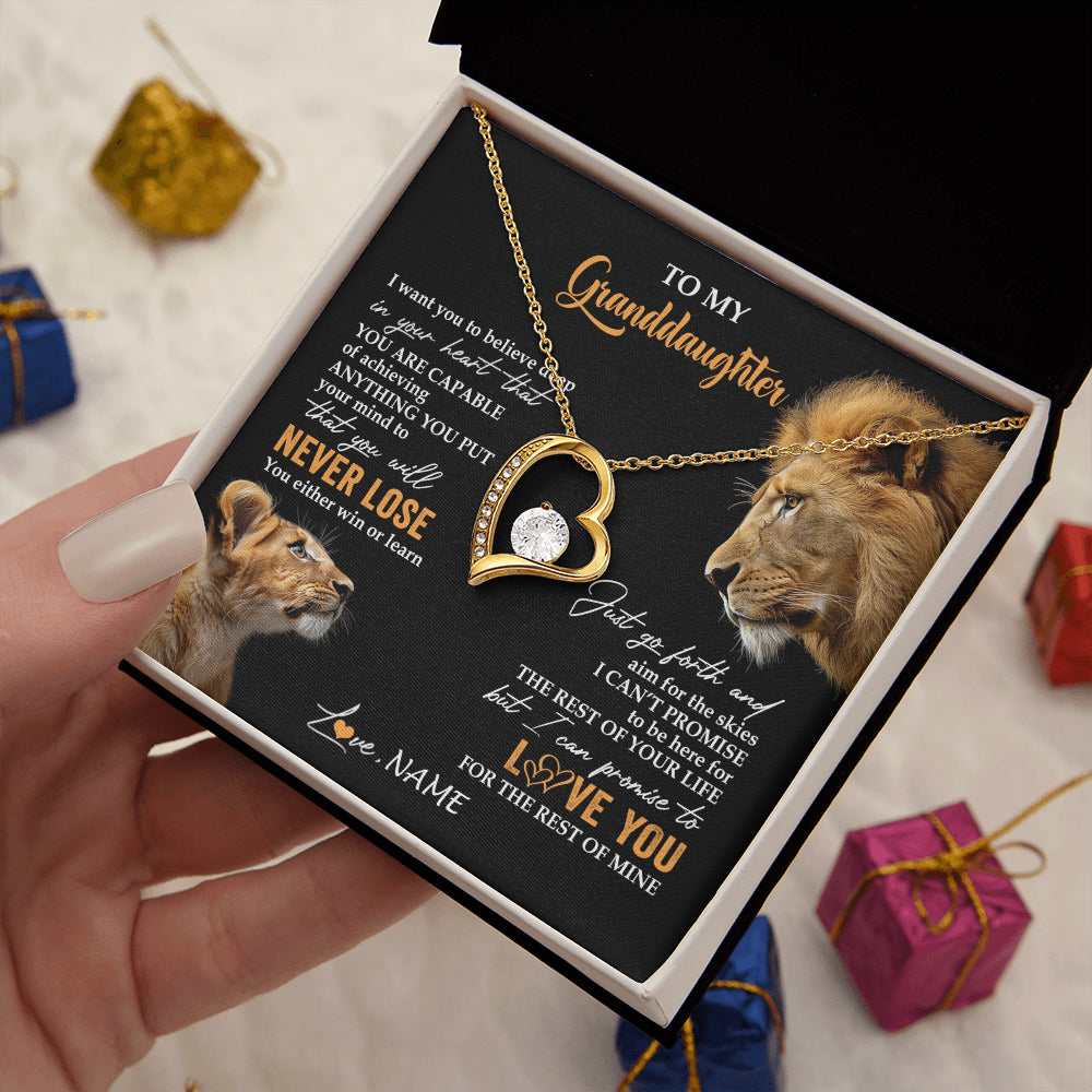 Personalized To My Granddaughter Necklace From Grandpa Papa You Will Never Lose Lion Granddaughter Birthday Gifts Graduation Christmas Gift Box Message Card
