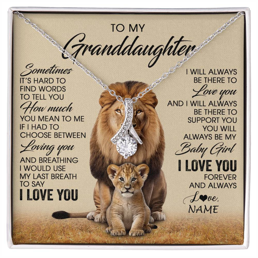 Personalized To My Granddaughter Necklace From Grandpa Sometimes It's Hard Lion Granddaughter Gift Birthday Jewelry Christmas Customized Gift Box Message Card