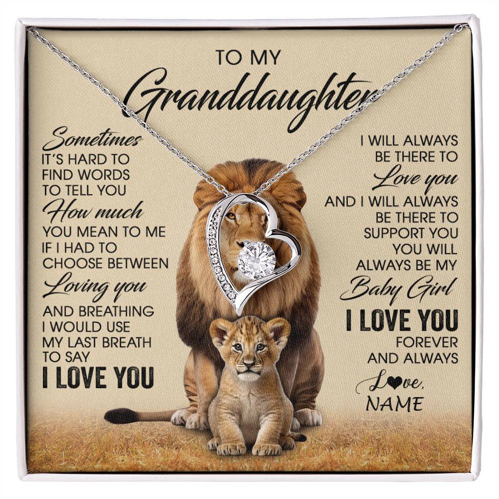 Personalized To My Granddaughter Necklace From Grandpa Sometimes It's Hard Lion Granddaughter Gift Birthday Jewelry Christmas Customized Gift Box Message Card