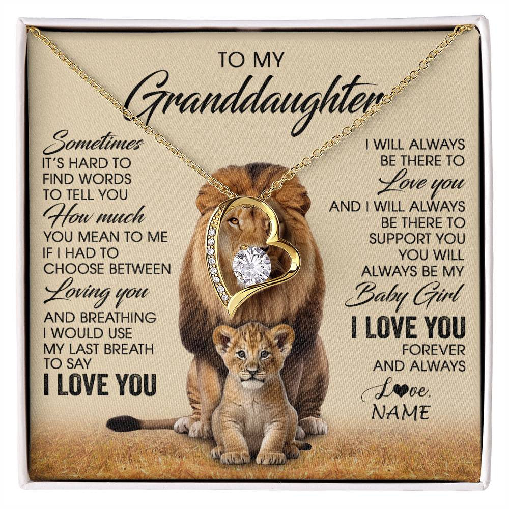 Personalized To My Granddaughter Necklace From Grandpa Sometimes It's Hard Lion Granddaughter Gift Birthday Jewelry Christmas Customized Gift Box Message Card