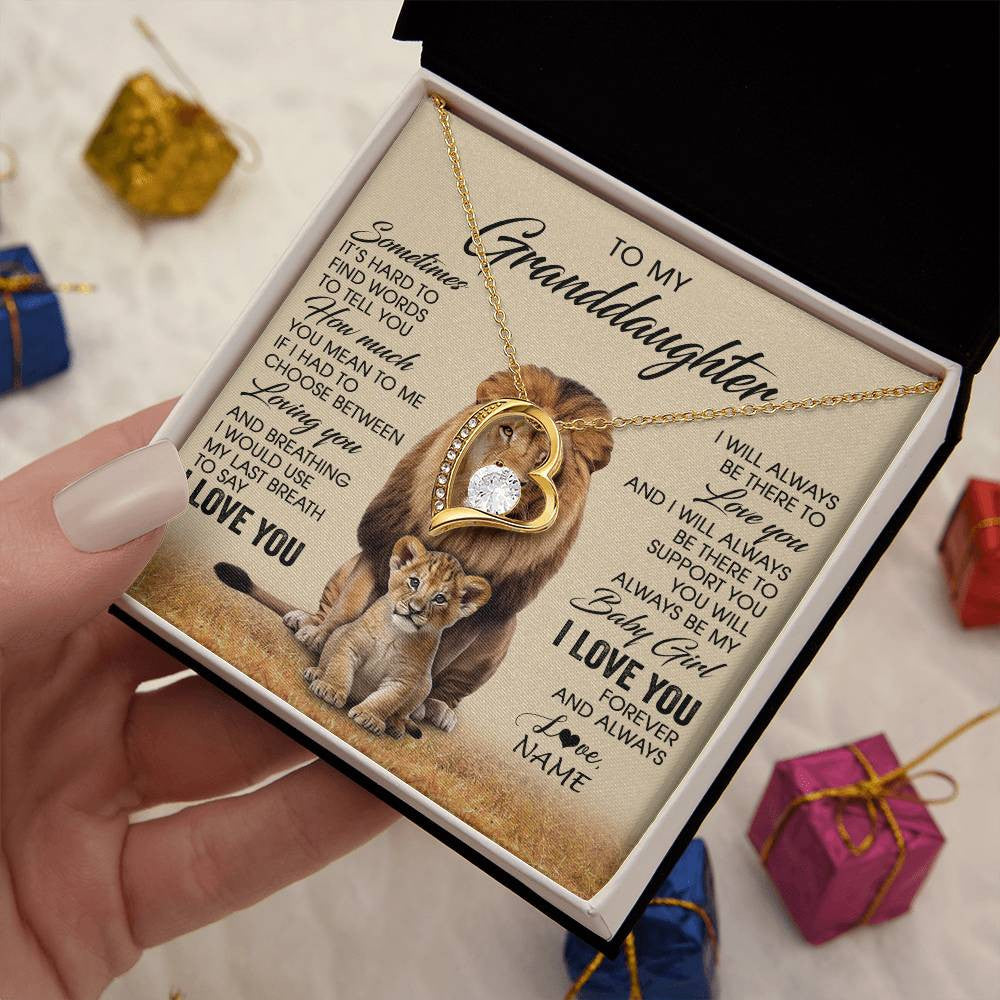 Personalized To My Granddaughter Necklace From Grandpa Sometimes It's Hard Lion Granddaughter Gift Birthday Jewelry Christmas Customized Gift Box Message Card