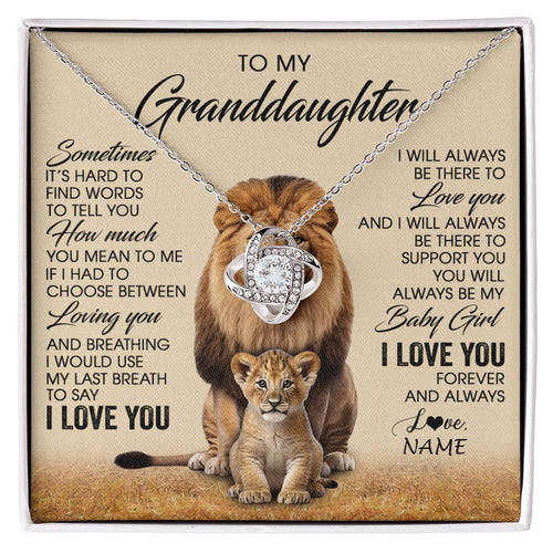 Personalized To My Granddaughter Necklace From Grandpa Sometimes It's Hard Lion Granddaughter Gift Birthday Jewelry Christmas Customized Gift Box Message Card