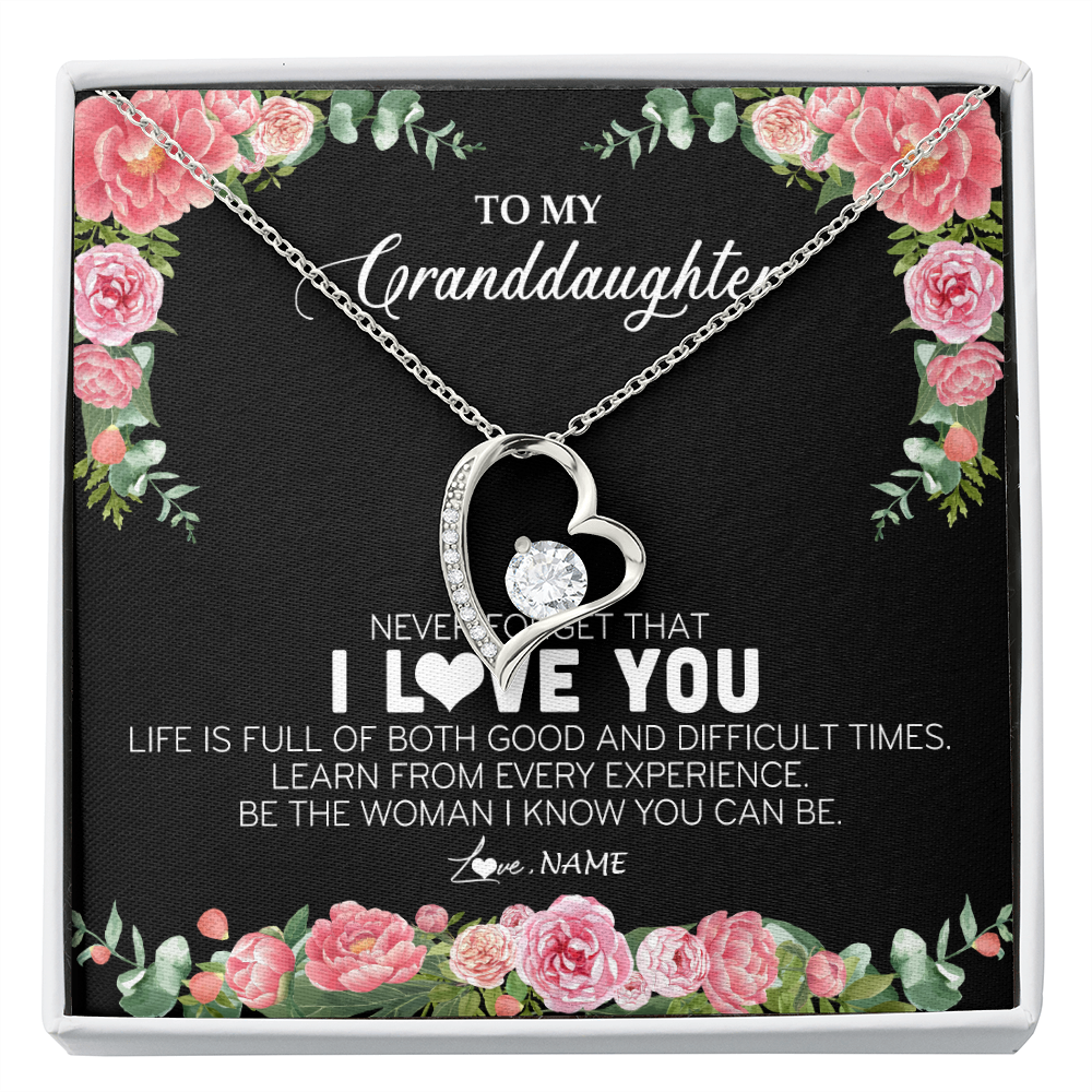 Personalized To My Granddaughter Necklace from Grandpa Papa Never Forget I Love You Floral Jewelry for Granddaughter Birthday Christmas Customized Message Card