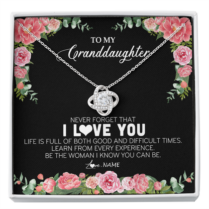 Personalized To My Granddaughter Necklace from Grandpa Papa Never Forget I Love You Floral Jewelry for Granddaughter Birthday Christmas Customized Message Card