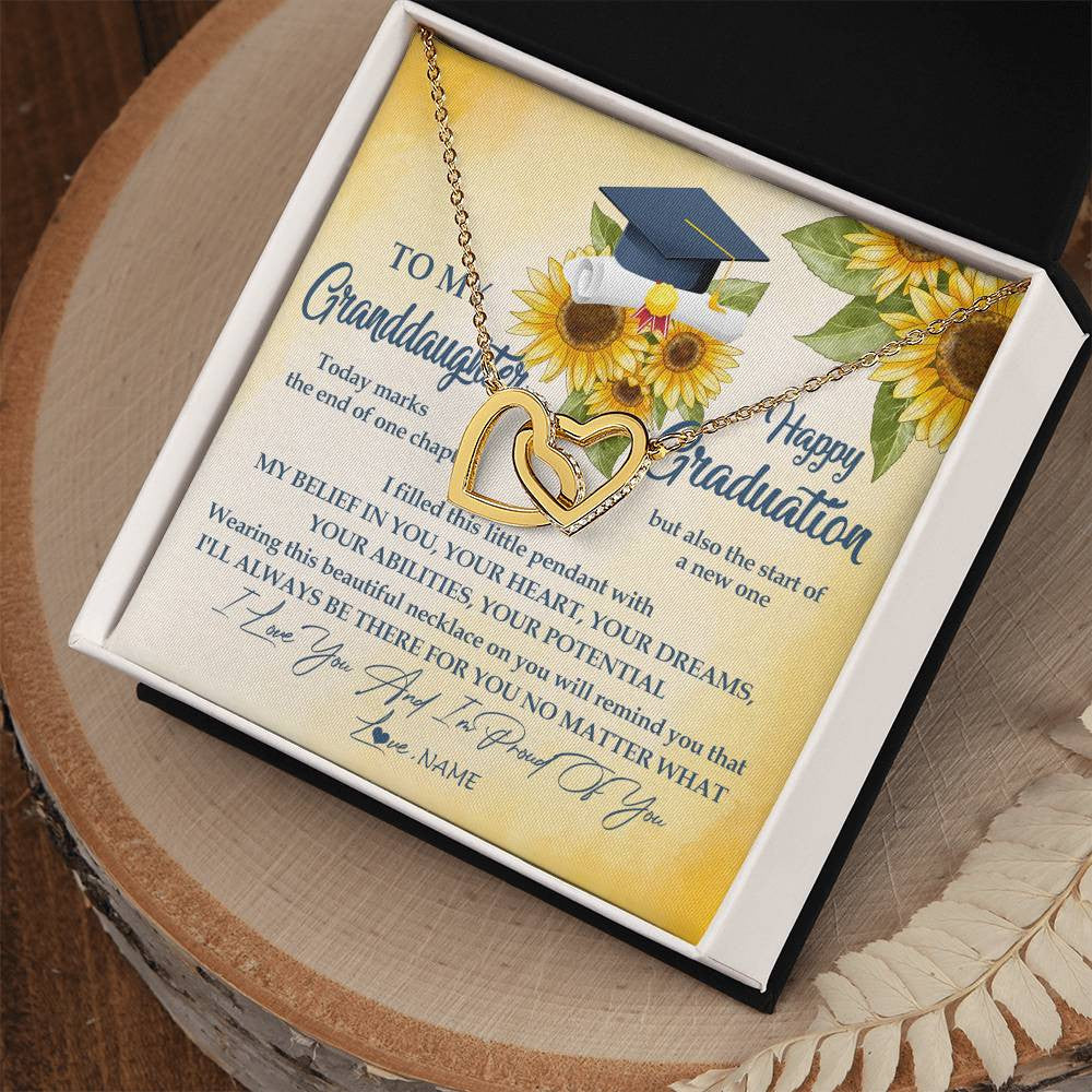 Personalized To My Granddaughter On Her Graduation Day Necklace Flower I Love You I'm Proud Of You Class of 2025 Jewelry Customized Gift Box Message Card