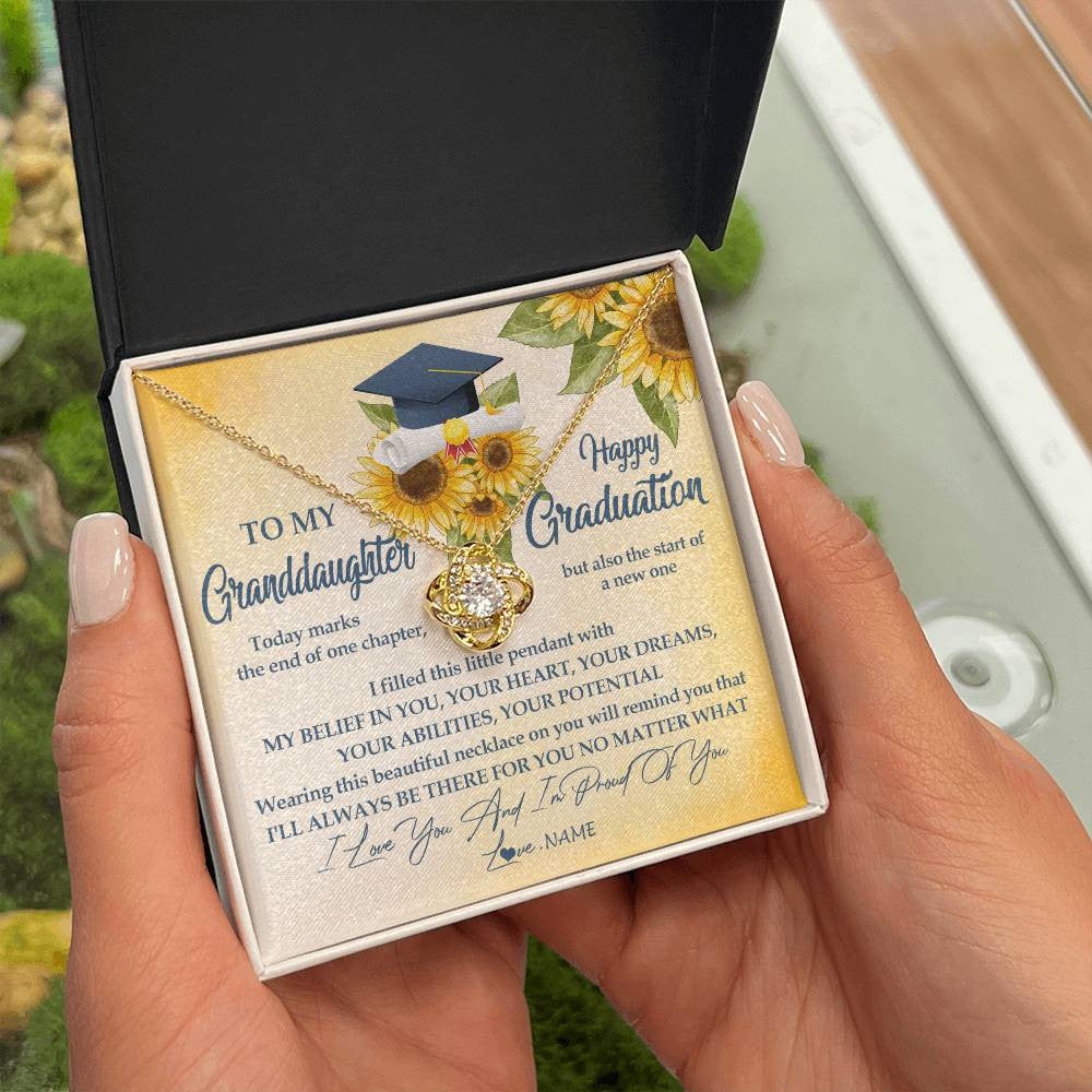 Personalized To My Granddaughter On Her Graduation Day Necklace Flower I Love You I'm Proud Of You Class of 2025 Jewelry Customized Gift Box Message Card