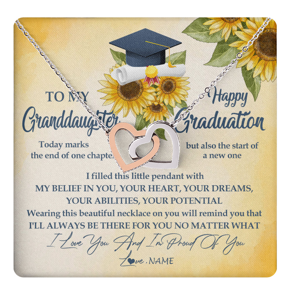 Personalized To My Granddaughter On Her Graduation Day Necklace Flower I Love You I'm Proud Of You Class of 2025 Jewelry Customized Gift Box Message Card