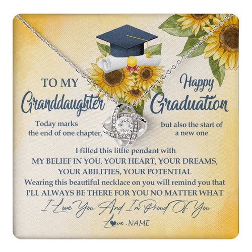Personalized To My Granddaughter On Her Graduation Day Necklace Flower I Love You I'm Proud Of You Class of 2025 Jewelry Customized Gift Box Message Card
