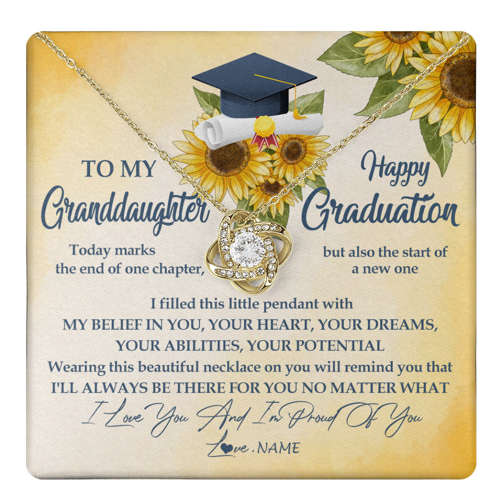 Personalized To My Granddaughter On Her Graduation Day Necklace Flower I Love You I'm Proud Of You Class of 2025 Jewelry Customized Gift Box Message Card