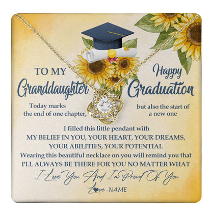 Personalized To My Granddaughter On Her Graduation Day Necklace Flower I Love You I'm Proud Of You Class of 2025 Jewelry Customized Gift Box Message Card