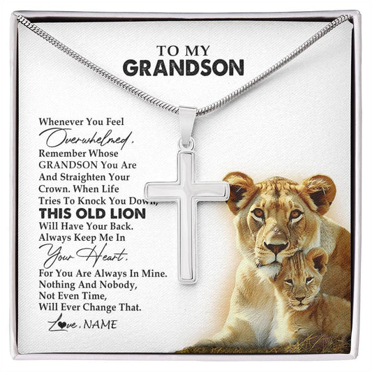 Personalized To My Grandson Necklace From Grandma Granny Whenever You Feel Overwhelmed Lion Grandson Birthday Christmas Customized Gift Box Message Card