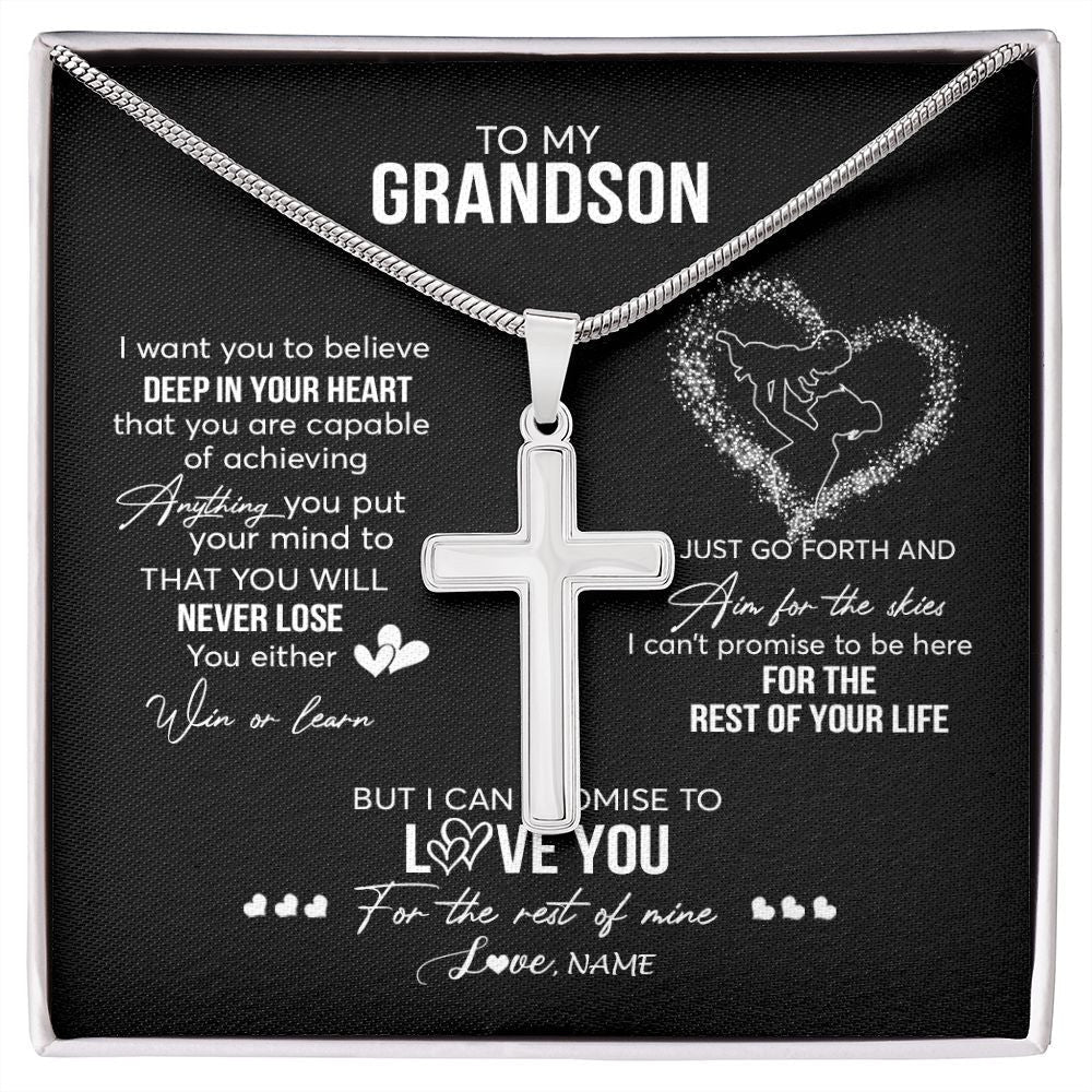 Personalized To My Grandson Necklace From Grandma Nana Promise To Love You Grandson Birthday Christmas Pendant Customized Gift Box Message Card