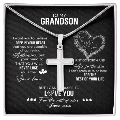 Personalized To My Grandson Necklace From Grandma Nana Promise To Love You Grandson Birthday Christmas Pendant Customized Gift Box Message Card