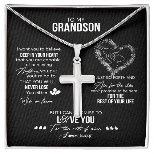 Personalized To My Grandson Necklace From Grandma Nana Promise To Love You Grandson Birthday Christmas Pendant Customized Gift Box Message Card