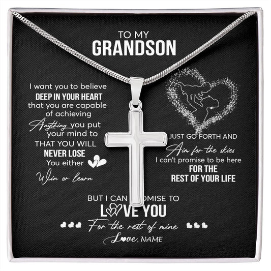 Personalized To My Grandson Necklace From Grandma Nana Promise To Love You Grandson Birthday Christmas Pendant Customized Gift Box Message Card