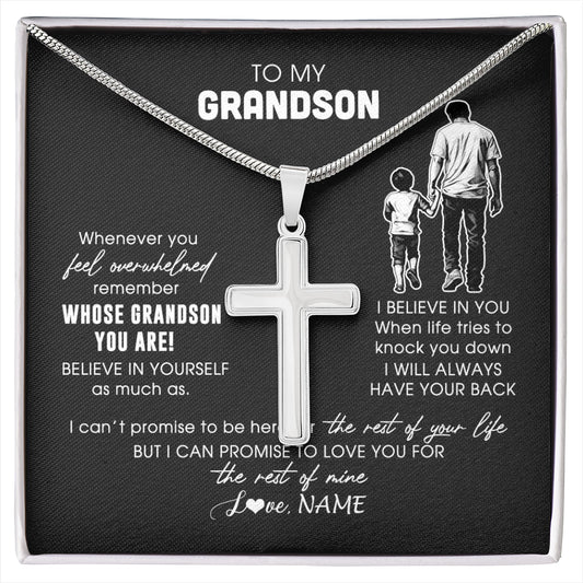 Personalized To My Grandson Necklace From Papa Grandpa Whenever You Feel Overwhelmed Grandson Jewelry Birthday Christmas Customized Gift Box Message Card