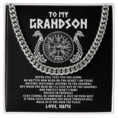 Personalized To My Grandson Necklace Viking Never Feel You Are Alone Odin Scandinavian Norse Runes Grandson Birthday Christmas Customized Gift Box Message Card
