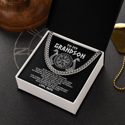 Personalized To My Grandson Necklace Viking Never Feel You Are Alone Odin Scandinavian Norse Runes Grandson Birthday Christmas Customized Gift Box Message Card