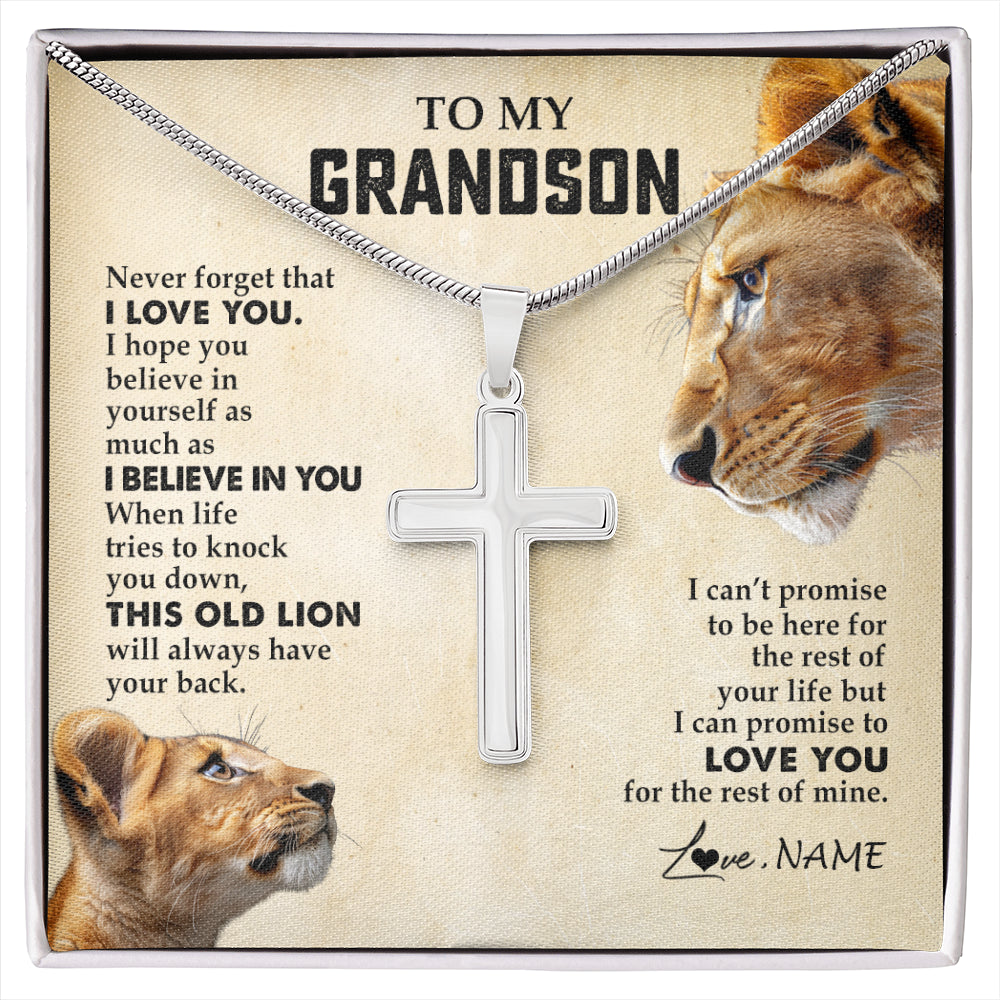 Personalized To My Grandson Necklace from Grandma Nana Never Forget I Love You Lion Grandson Birthday Graduation Christmas Customized Gift Box Message Card