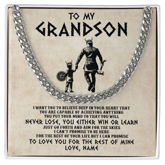 Personalized To My Grandson Necklace From Grandpa Papa You Will Never Lose Viking Granson Birthday Graduation Christmas Customized Gift Box Message Card