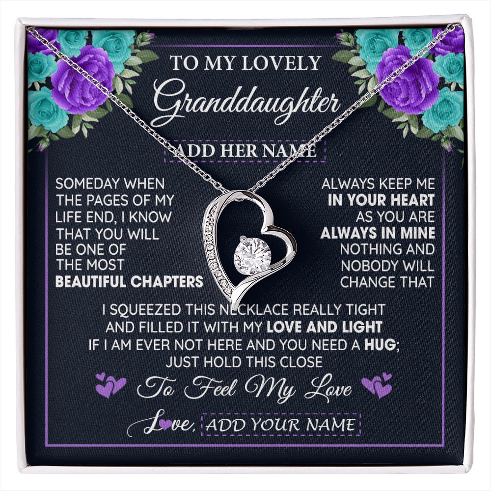 Personalized To My Lovely Granddaughter Necklace Gift From Granparents Feel My Love Granddaughter Birthday Mother's Day Christmas Gift Box Message Card