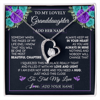 Personalized To My Lovely Granddaughter Necklace Gift From Granparents Feel My Love Granddaughter Birthday Mother's Day Christmas Gift Box Message Card