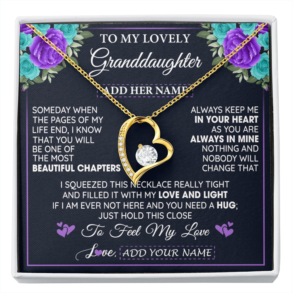 Personalized To My Lovely Granddaughter Necklace Gift From Granparents Feel My Love Granddaughter Birthday Mother's Day Christmas Gift Box Message Card