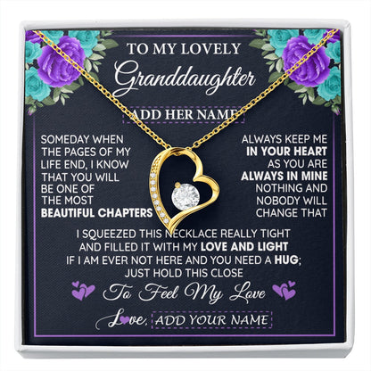 Personalized To My Lovely Granddaughter Necklace Gift From Granparents Feel My Love Granddaughter Birthday Mother's Day Christmas Gift Box Message Card