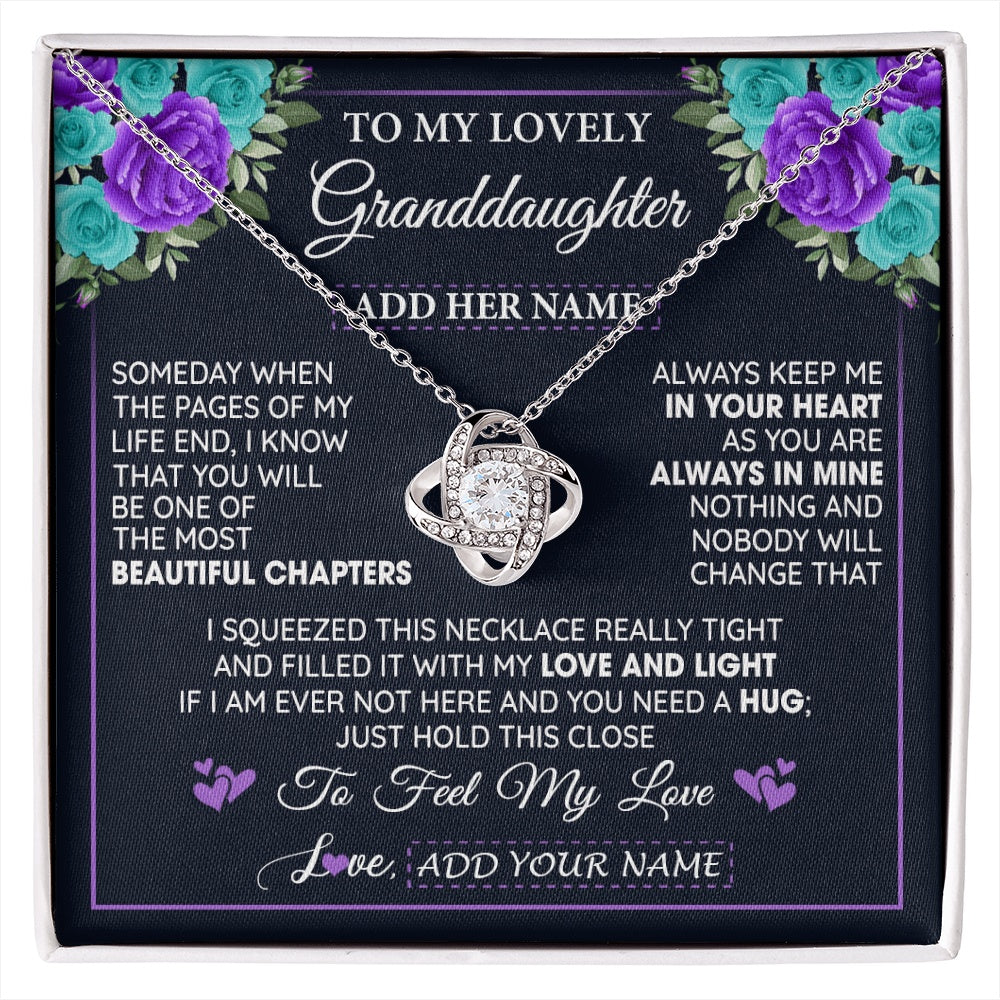 Personalized To My Lovely Granddaughter Necklace Gift From Granparents Feel My Love Granddaughter Birthday Mother's Day Christmas Gift Box Message Card