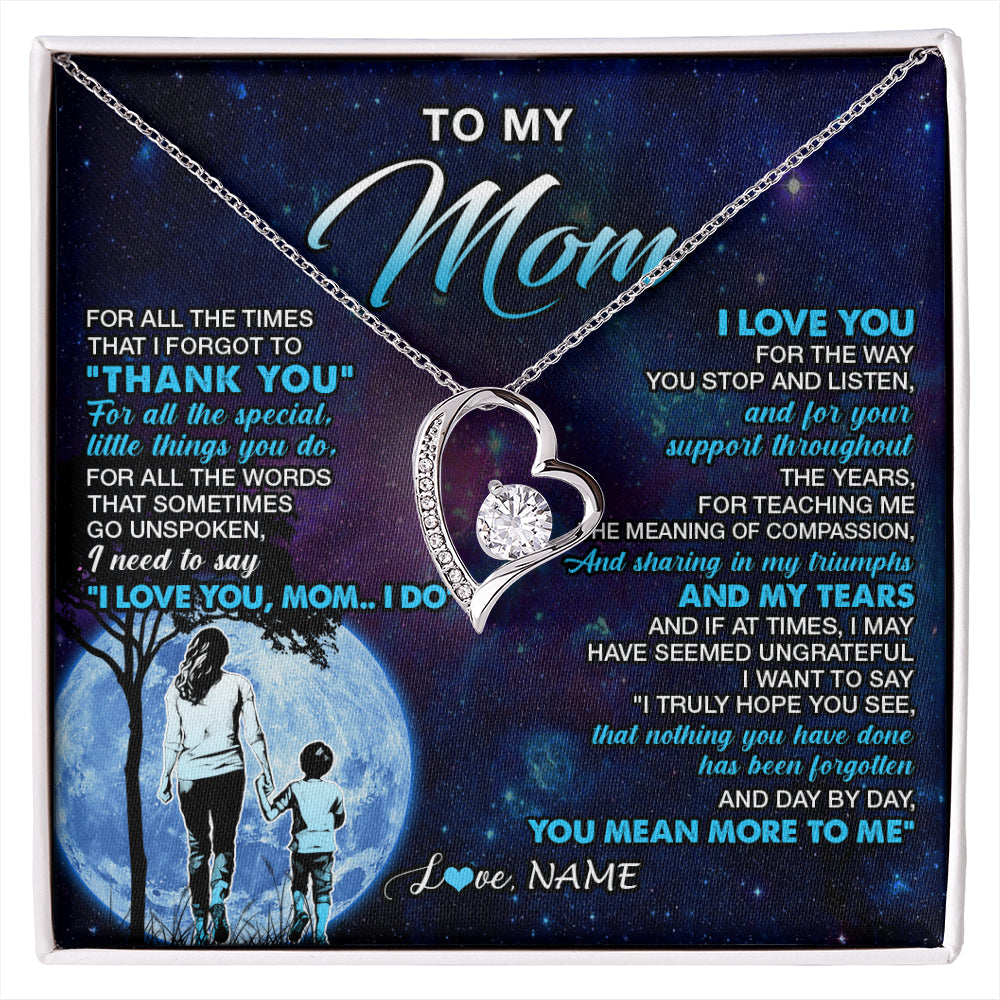 Personalized To My Mom Necklace From Son Thank You Day By Day Mom Birthday Gifts Mothers Day Christmas Customized Gift Box Message Card