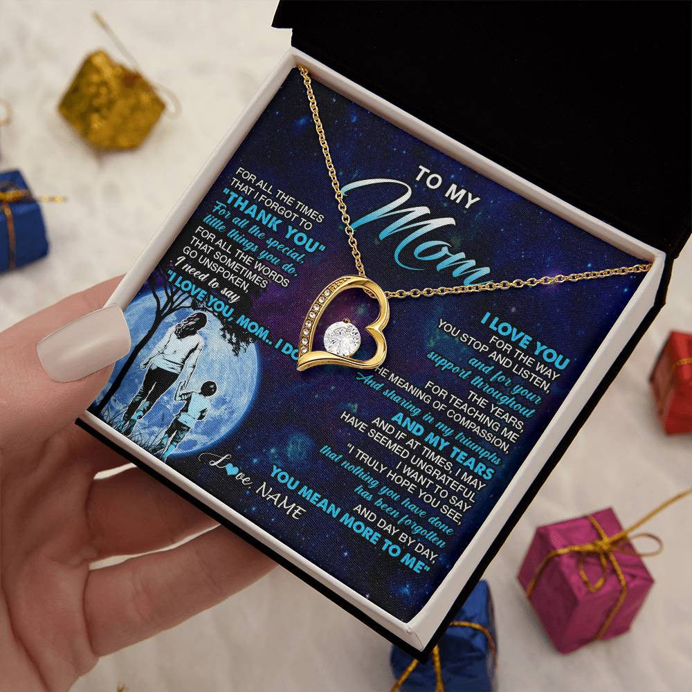 Personalized To My Mom Necklace From Son Thank You Day By Day Mom Birthday Gifts Mothers Day Christmas Customized Gift Box Message Card